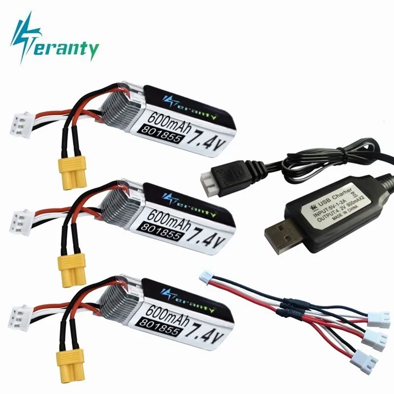 Аккумулятор Lipo 600 мА · ч 7 4 В с зарядным устройством USB для аксессуаров XK K130