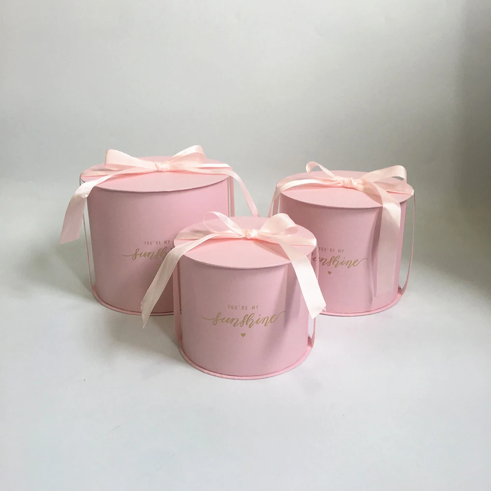

3pcs/set round shape include lid and belt gift box Valentine's Day packing box Wedding party decoration flower packing box