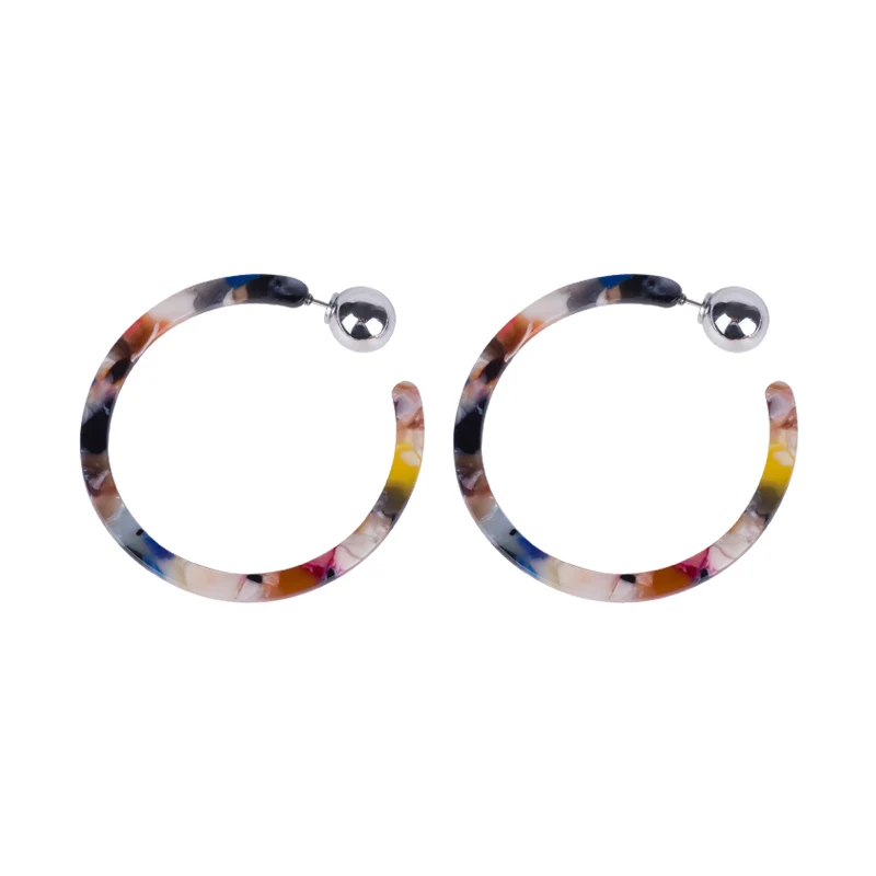GuanLong Trendy Dangle Acrylic Fashion Earrings for Women 2018 New Small Circle Geometric Resin Dangling Earring Metal Jewelry (1)