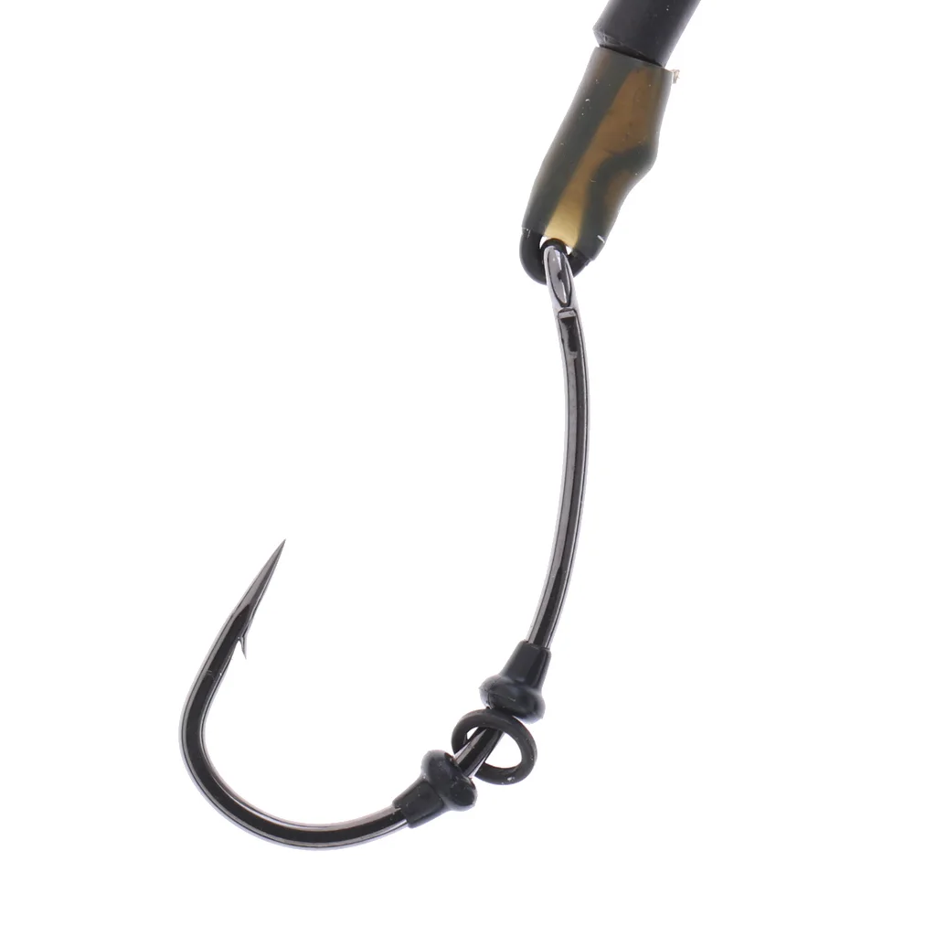 3Pcs Ready Tied Chod Rigs Barbed Carp Fishing Hair Rigs with Swivels Rings Fishing Tools Accessories