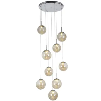 

Contemporary LED Crystal Chandelier Cognac Glass Ceiling Lamp Bedroom Pendant Rooms Light Living Room Staircase Lighting