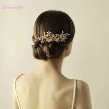 Jonnafe крошечные расческа для волос золотого цвета, свадебный головной убор, свадебные расчески для волос с листьями, аксессуары для женщин, Корона