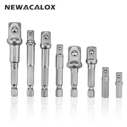 NEWACALOX 8 шт./компл. 1/4 "3/8" 1/2 "гнездо биты адаптер Набор 1/4" Шестигранная Гайка драйвер мощность хвостовик шатун глава удлинитель