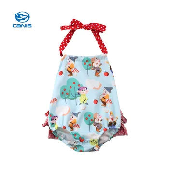 

Ruffle Tutu Newborn Infant Baby Girls Sleeveless Halter Cartoon Animal Bodysuit Backless Jumpsuit Infant Girls Clothes Outfits