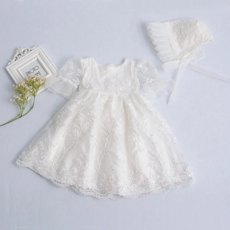 Платье для первого дня рождения платье-пачка Платья для маленьких девочек для дня рождения; платье на свадьбу; кружевное платье принцессы на крестины, Платья для новорожденных, малышей, одежда для малышей - Цвет: ivory