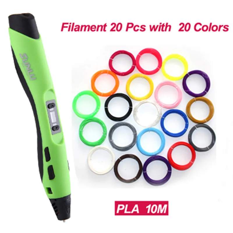 

SUNLU SL-300 3D Pen Original 3rd Gen with 20pcs PLA Filament 20 Colors 100~250V 2A Best 3D Printer For Kids Birthday Gift