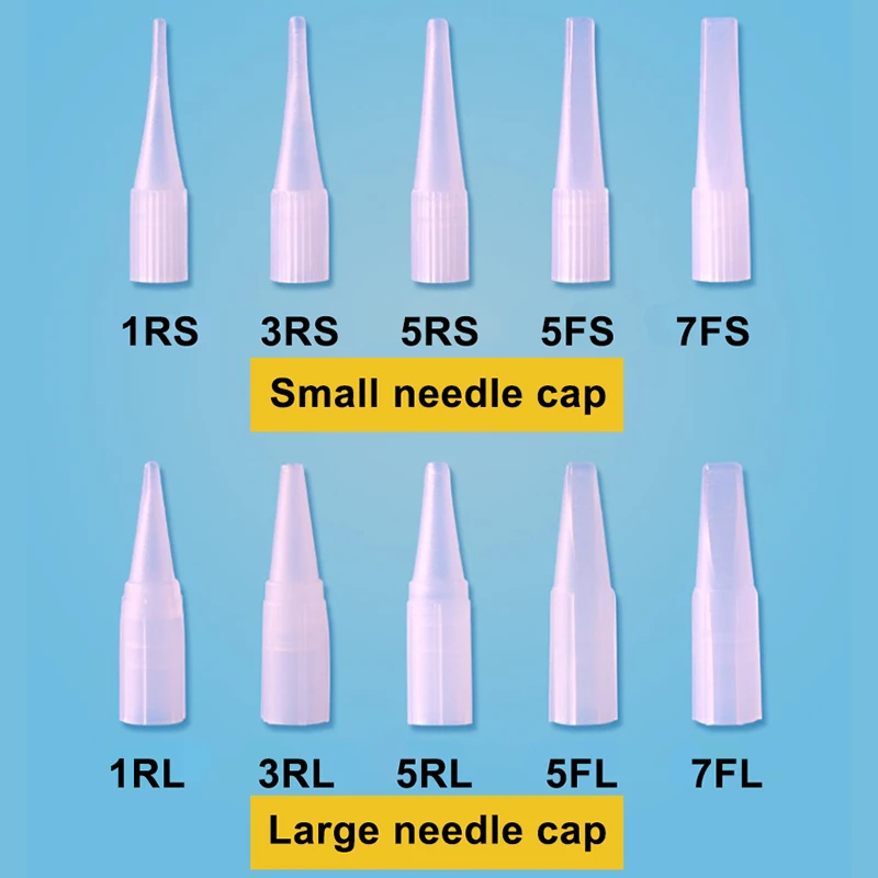 500 шт. иглы для станков для перманентного макияжа и колпачки для игл имеют большой колпачок и маленький наконечник для игл универсальная модель
