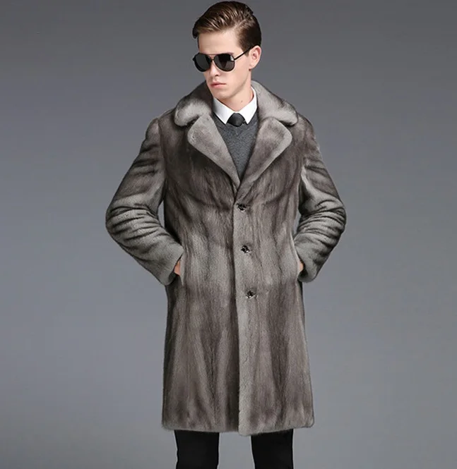 

S-5XL New Fashion Male Faux Fur Coat High Imitation Mink fur Coat Winter men's clothing Long Trench Coat
