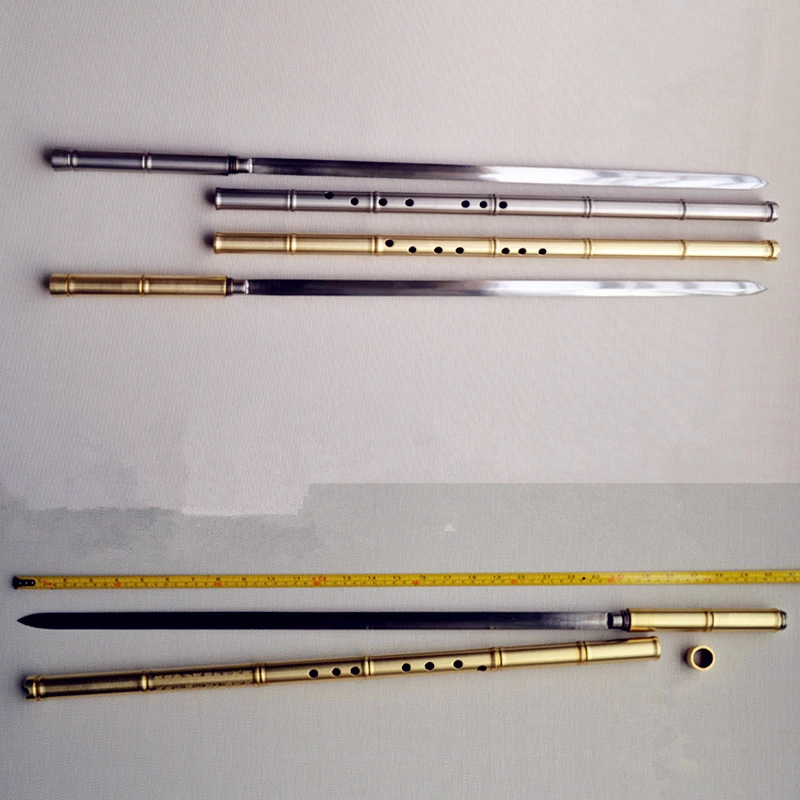 Metal Flute Xiao + Sword G Key Tai Chi Bodybuilding Sword Flauta Martial Arts Sword Flute Vertical Flute Self-defense Weapon