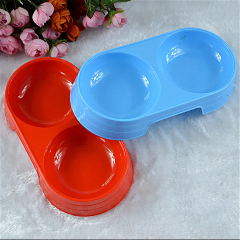 Dog cat food bowl plastic bowl bowl pet water bowl utensils dual-use bowl  Cup Dish for Pet Food Water Feeding  red MayO6 (1)