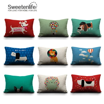 

Sweetenlife Pillow Cover 30x50cm Decorative Cushion Covers Dog Sofa Cushion Pillows Cartoon Cushions Home Decor Print Pillowcase