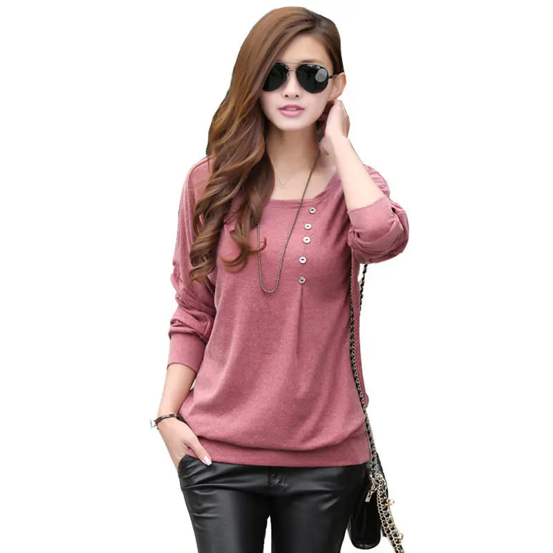 

Spring Autumn T-shirt Women Loose Long Sleeve Tops Shirt Cotton Female Casual Plus Size Tee Shirt Ladies Tops Black Tshirt Q1458