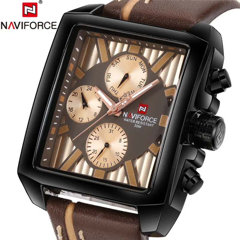 

NAVIFORCE Homens Relogio Men Watch Sport Mens Watches Top Brand Luxury Military Army Business Genuine Leather Quartz Male Clock