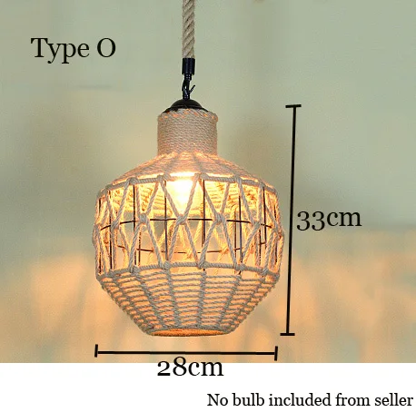 Лофт арт веревка люстра дома Винтаж гостиная кафе столовая креативный ресторан спальня бар клуб E27 розетка подвесной светильник - Цвет корпуса: Type O