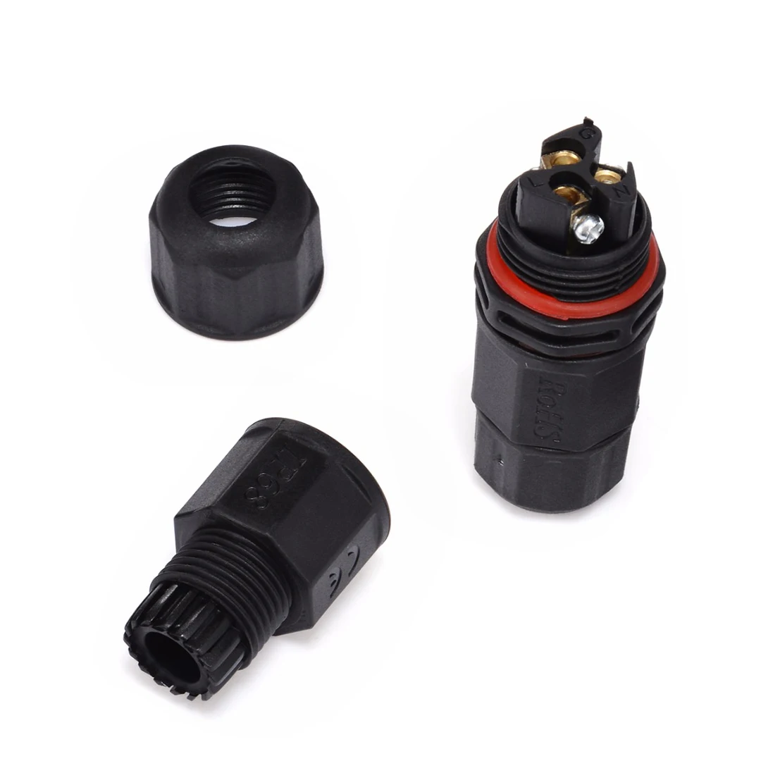 AC DC 10mm IP68 15A 2/3/4 Pin Waterproof Connector Adapter Screw Locking Cable Industrial Electrical Wire Connector Plug