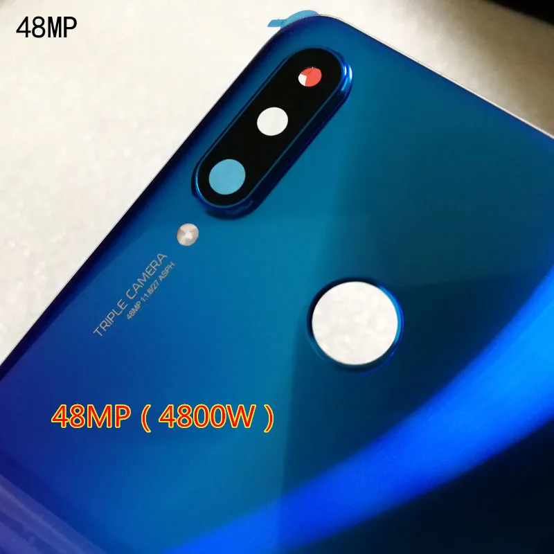 Новая Оригинальная задняя крышка из закаленного стекла для huawei P30 Lite/Nova 4E, запасные части, задняя крышка для батареи, корпус+ рамка для камеры - Цвет: Blue(48MP)