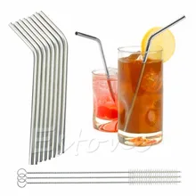 1 комплект Нержавеющая сталь Металл питьевой соломы Многоразовые, для питья многоразовые трубочки+ 3 знака после Чистящая Щетка Набор исследовательский клиентский& K125