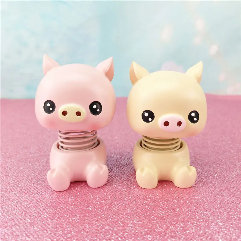 

Cute Pig Toy Shaking The Head Spring Resin Model Automotive Decoration Doll Toy Nodding Toys Auto Accessories Gift Toys