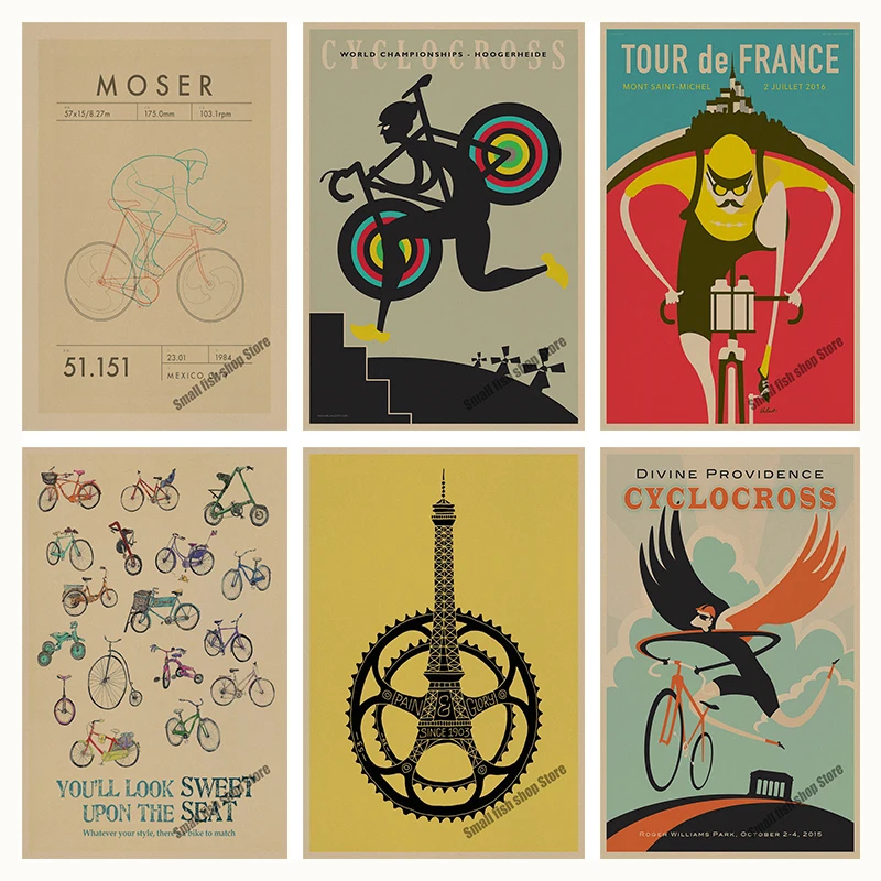 

Transport bicycle retro Poster Retro Kraft Paper Bar Cafe Home Decor Painting Wall Sticker