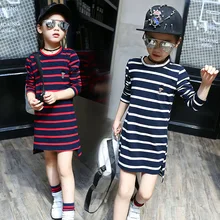 2016 Spring and Autumn kid girls long-sleeved soldiers stripe T-shirt children long type slim bottoming shirt