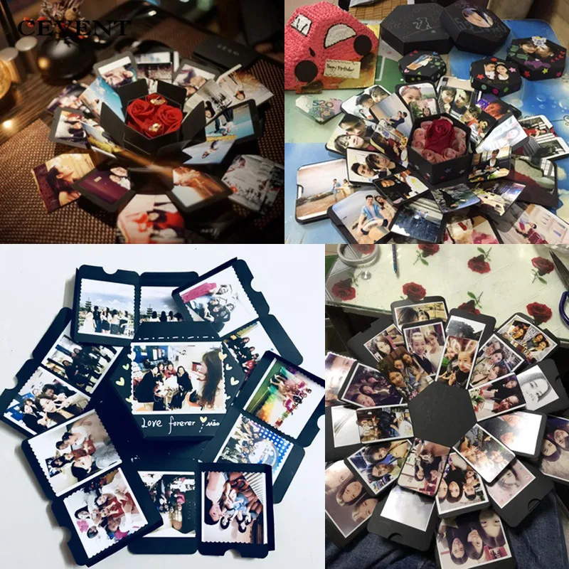 Взрыв diy фотоальбом Творческий орган коробка День Святого Валентина Свадебный Романтический подарочная коробка