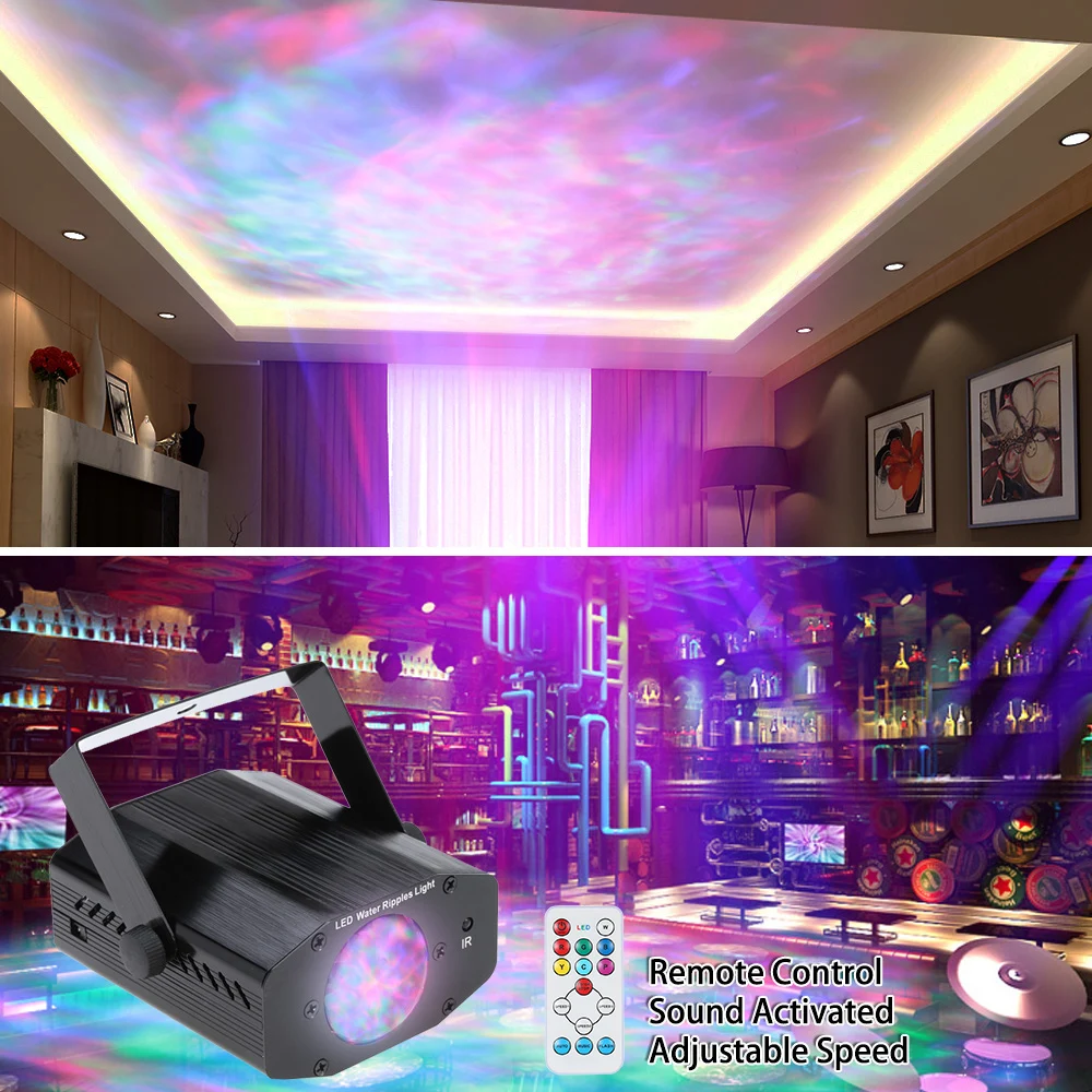 

11W RGBW LED Dj Effect Light Water Ripple Effect Stage Light Remote Control Stage Lighting Disco KTV Bar Club Pub Party Lights