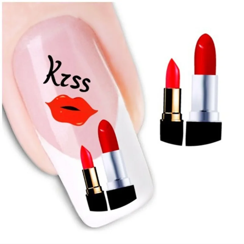 

Water Transfer template French with style of lipstick Design Tip Nail Art Nail Sticker Nail Decal Manicure Mix Color nail tools