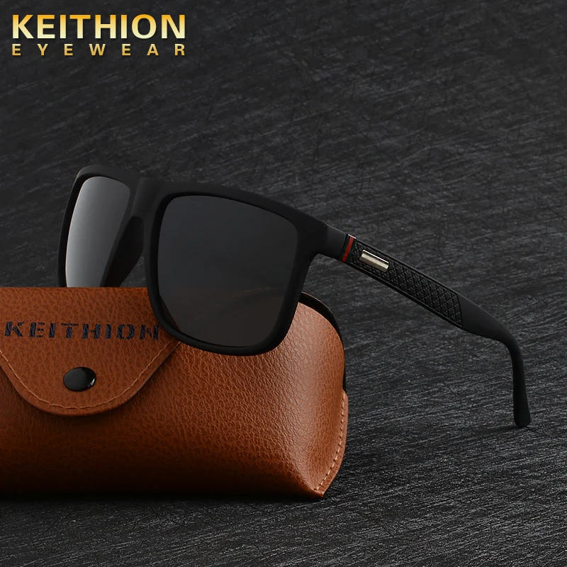 KEITHION Square Polarized Sunglasses Mens Fashion UV400 Mirrored Sun Glasses Vintage Driving Fishing Outdoor Eyewear
