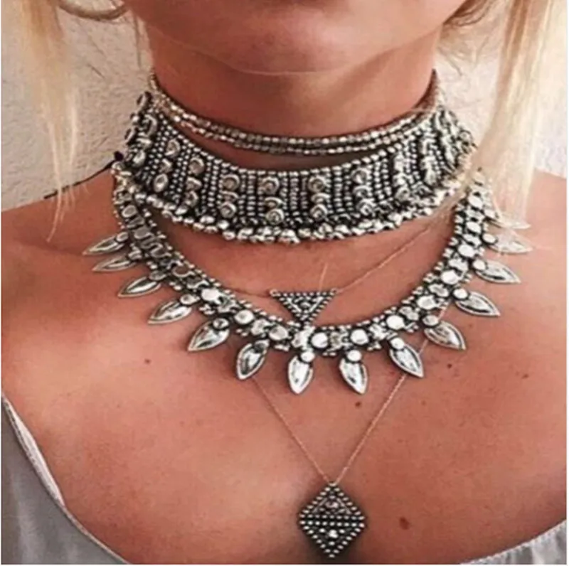 

Ztech Fashion Jewelry for women Boho Vintage Metal Luxury Collar Choker Short Chain Necklaces & Pendants Maxi Statement Necklace