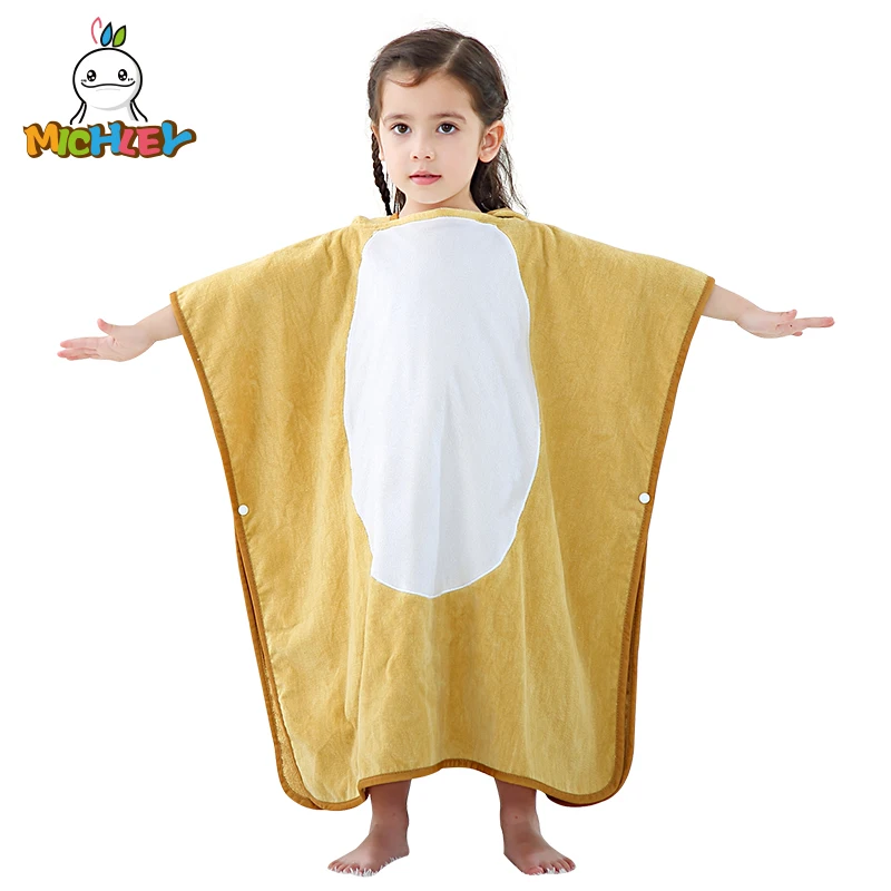 

MICHLEY Baby Bathrobes Girls Hooded Summer Pajamas Boys Yellow Crocodile Cartoon Breathable Cut Pile Material Children's Towel W