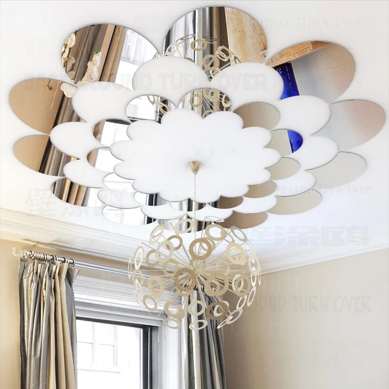 Creative DIY lace design round acrylic ceiling stickers ...