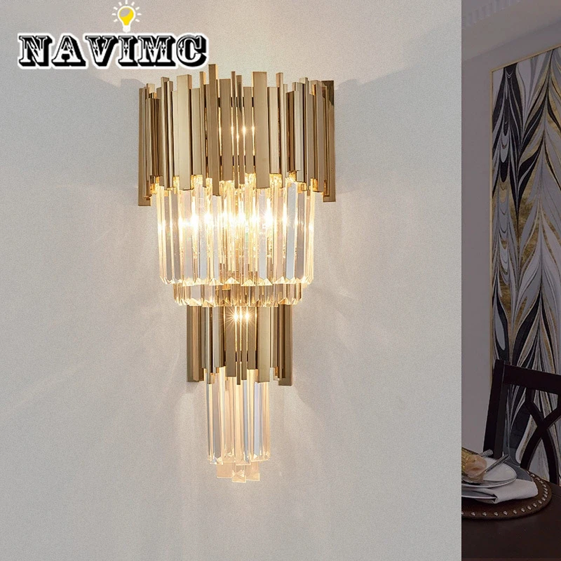 

New Design Wall Light For Home Crystal Wall Lamp Luster Gold Applique Wall Fixture Modern Home LED Wall Lamp
