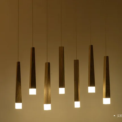 

matches droplight contracted restaurant LED single head seven heads and the Nordic wood long personality droplight
