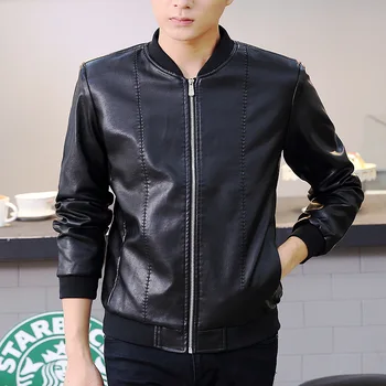 

2018 Spring New Casual Slim Jaqueta De Couro Good Quality Stand Collar Leder Jacket Men