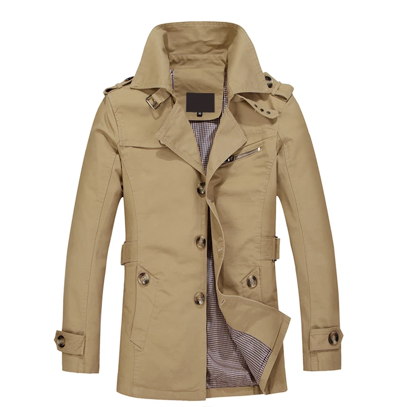 Koop Nieuwe Aankomst Jas Mannen Cool Fashion Design Veste Homme Lente Herfst Winter Pak Jas Effen Katoen Khaki Merk Kleding M 5XL