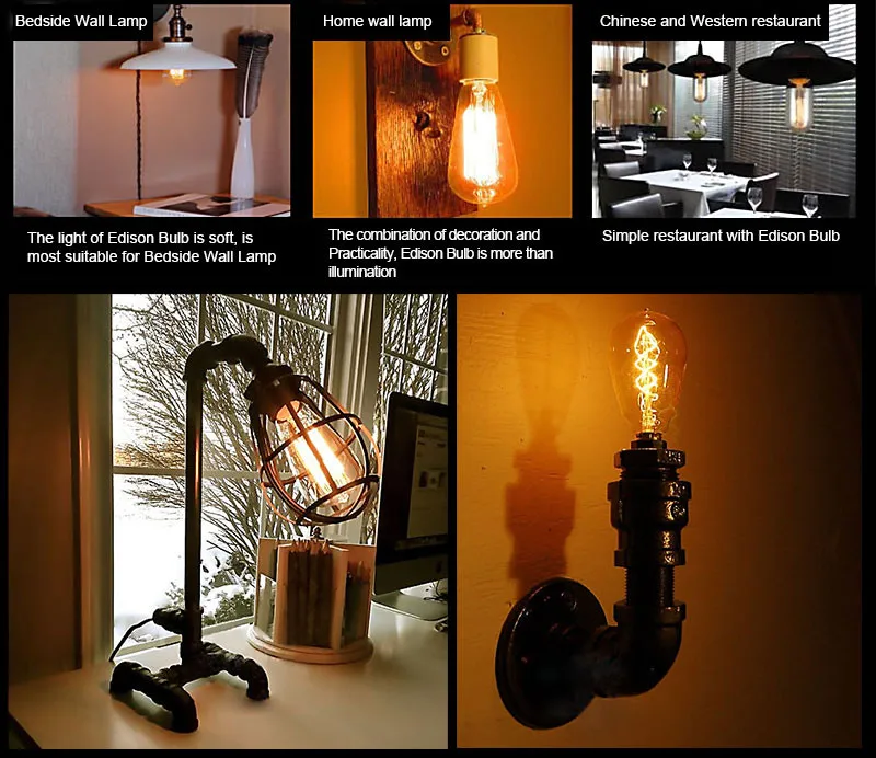 Lâmpadas de Iluminação Edison Lâmpada Luminaria Retro Bombilla Industrial Vintage Lampada St64 G80 220 v 40 w E27 Deco Antigo Filamento 14 vintage lampada st64 g80 220 v 40