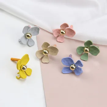 

New style 15pair/lot Rubber paint flowers decoration fashion women stud earrings diy jewelry earring pendant accessory