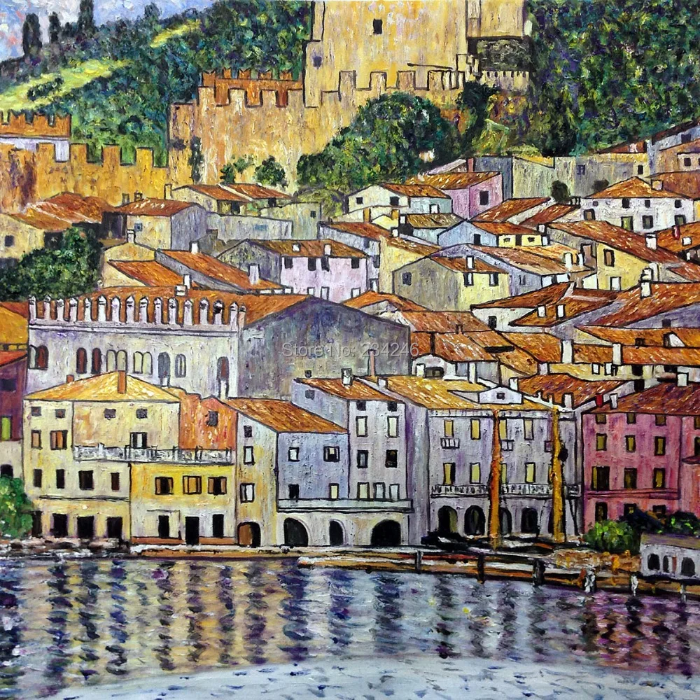 

Handmade Abstract Wall Paintings on Canvas Malcesine on Lake Garda,1913 by Gustav Klimt Oil Painting Reproductions No Framed