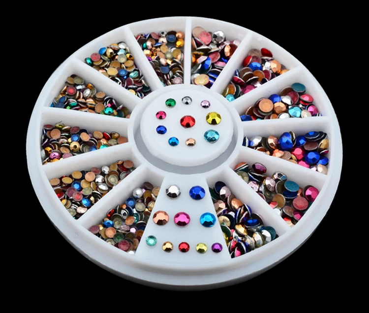 Горячие новые 3D круглые акриловые металлизированные для дизайна ногтей декоративные стразы колеса сплавные гвозди аксессуары для сотового телефона 2 мм и 3 мм