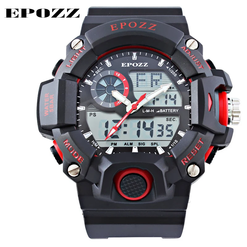 

Top Brand Luxury Epozz Red G Style Round Big Dial Digital Japan Movement Arrow reloj hombre 2016 quality watch men Hours