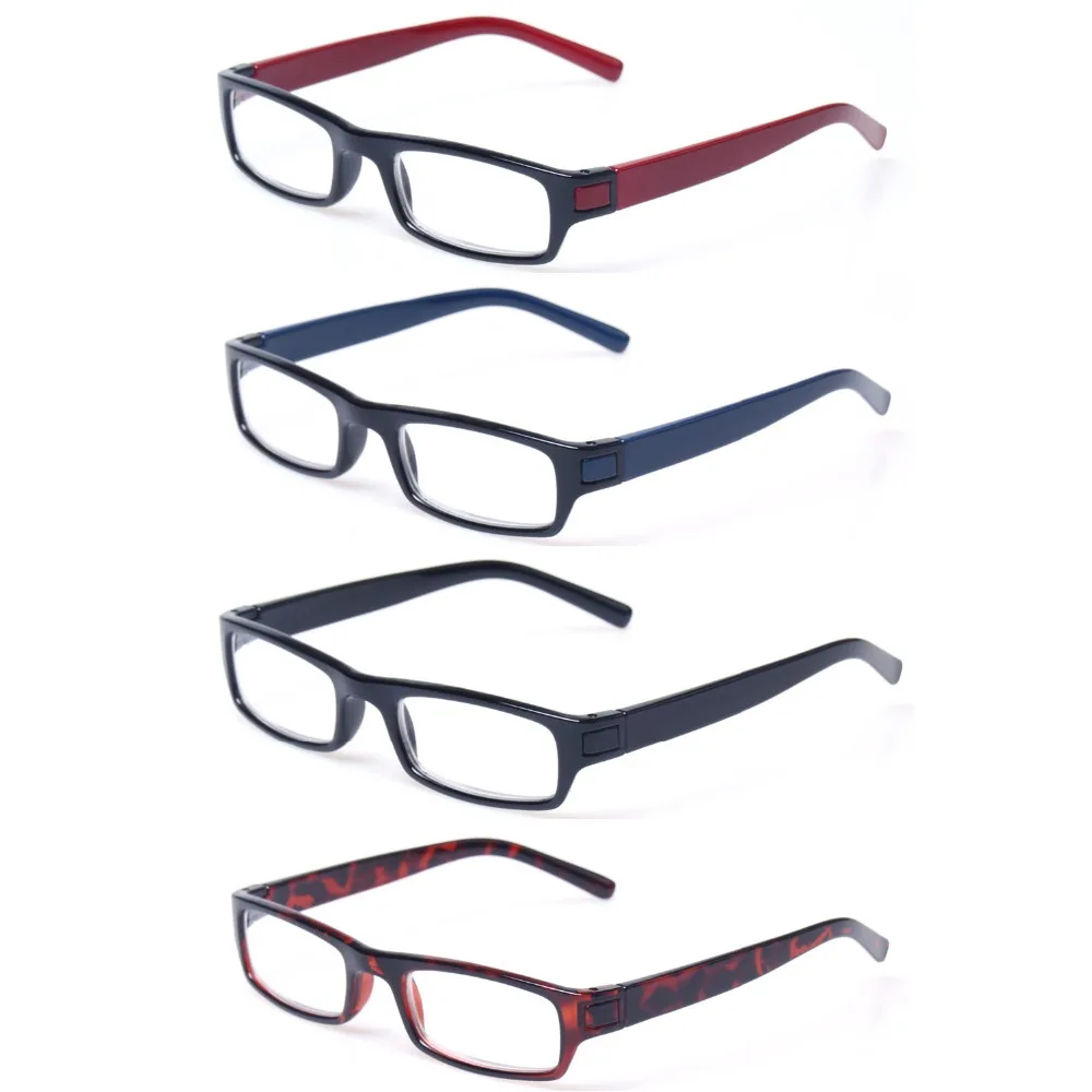 Набор из 4 очков для чтения, отличное качество, модные очки для чтения, пластиковые прозрачные линзы, очки для пресбиопии, диоптрий от 0,5 до 5,0