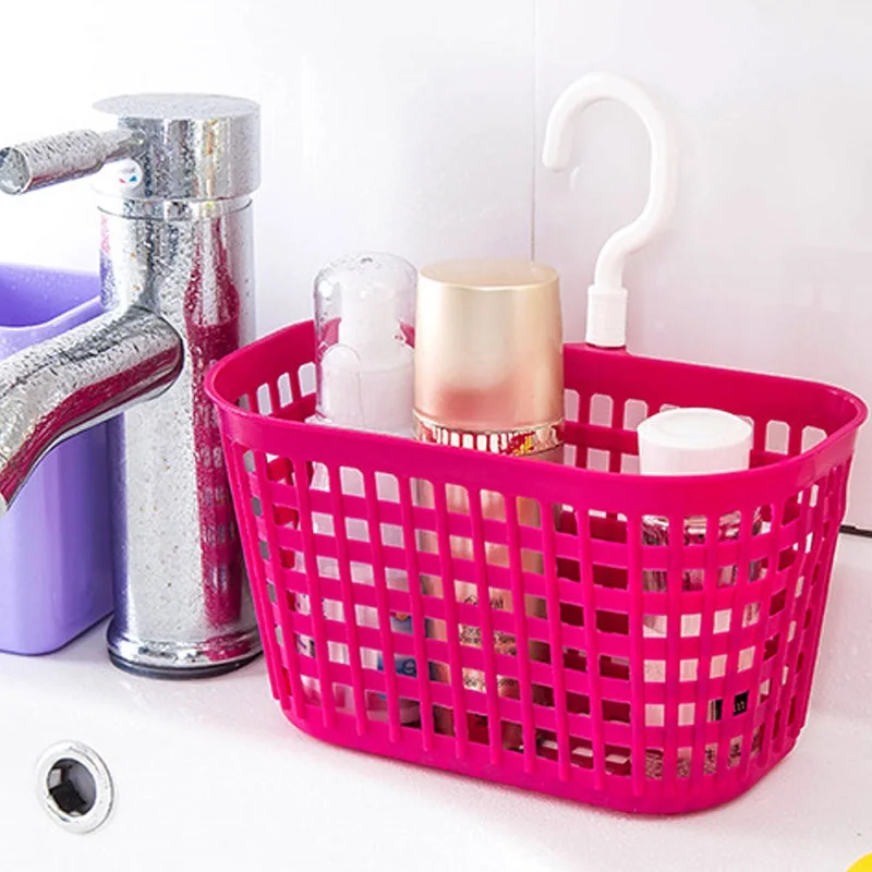 

1Pc 18.3*9*10.5cm 4 Color Plastic Bathroom Basket Holder Cleanser Shampoo Container Cosmetic Seasoning Organizer Durable