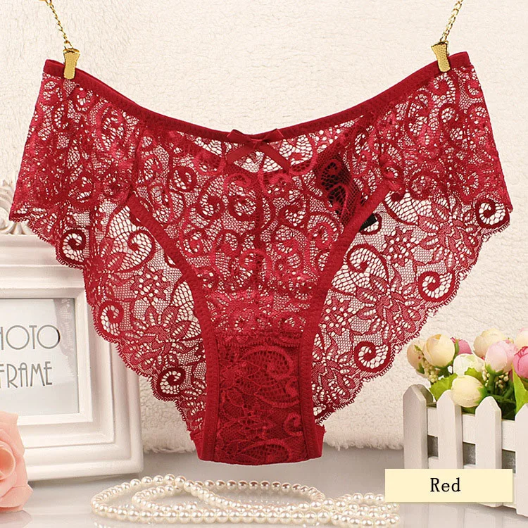 2017 Summer Sexy Lace Women Transparent Panties Plus Size Cotton Crotch Briefs Ladies Underwear Culotte Femme Intimates (6)