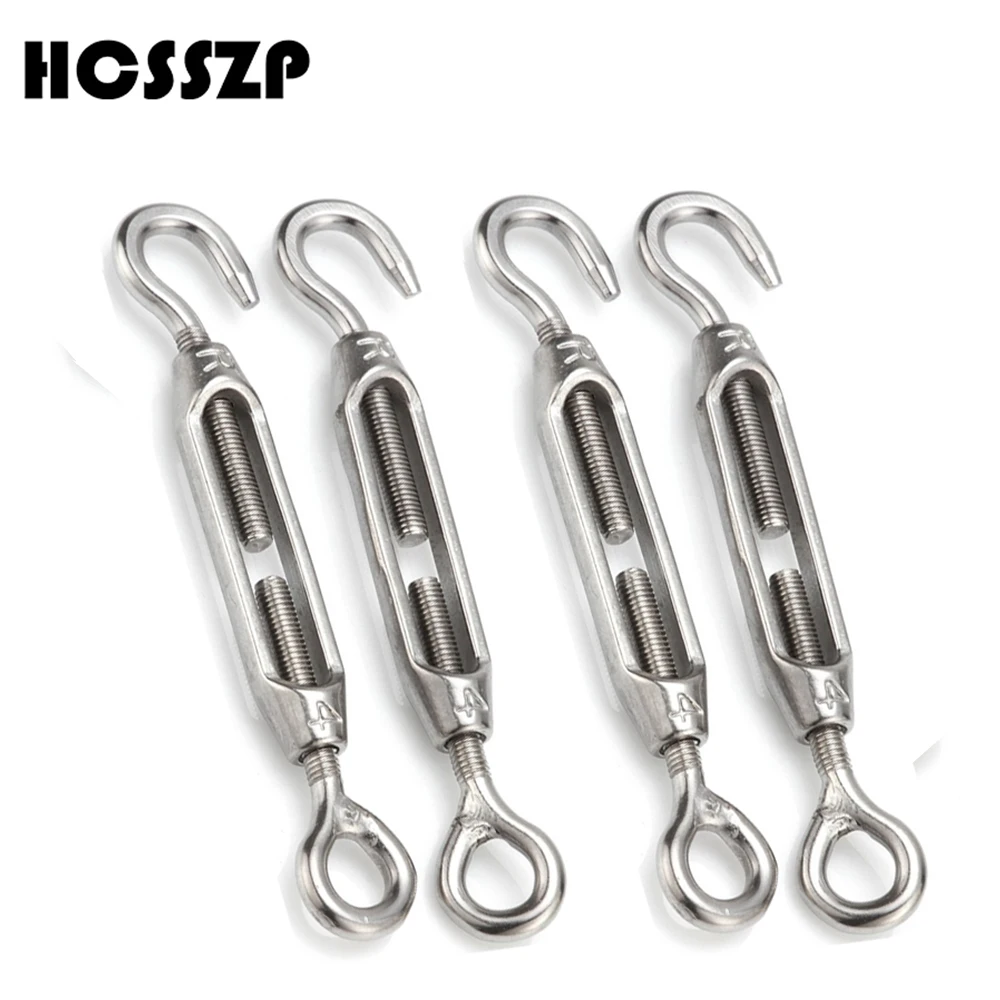 

HCSSZP 4 Pcs M4/M5/M6/M8/M10/M12 Stainless Steel 316 Adjustable Chain Rigging Hook & Eye Turnbuckle Silver Choose Free Shipping