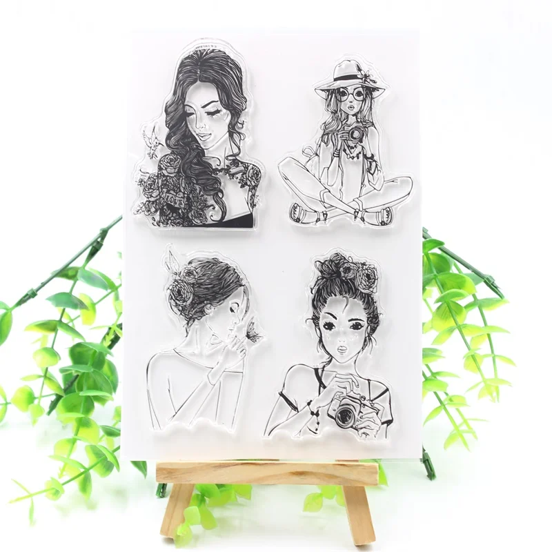

KSCRAFT Fashion Girl Transparent Clear Silicone Stamps for DIY Scrapbooking/Card Making/Kids Crafts Fun Decoration Supplies 542