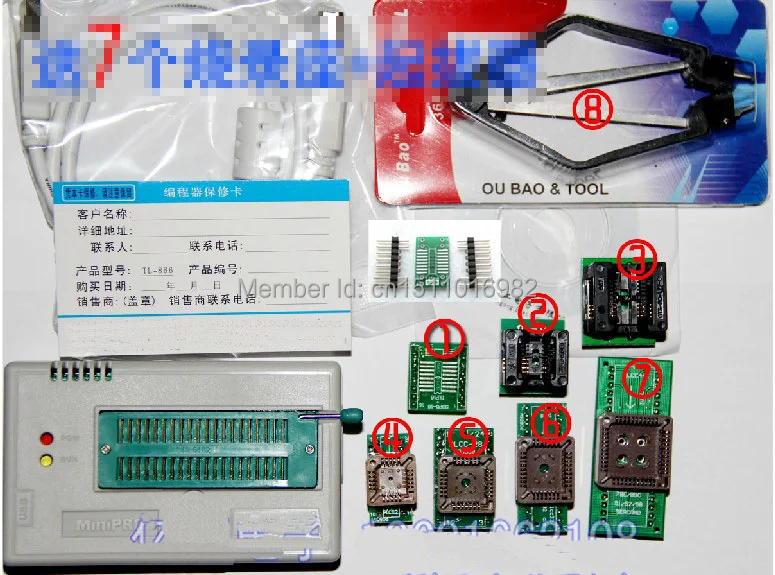 

Free Shipping Russian Manual V5.91 MiniPro TL866CS USB Universal Programmer/Bios Programmer 13143+9 Adapters +IC Clamp SOIC8