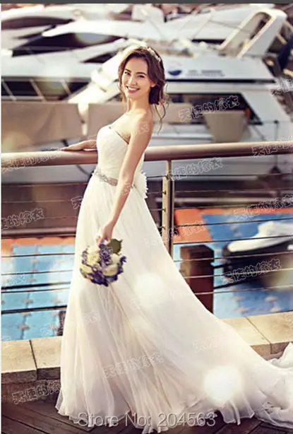 

Free Shipping Ready to Ship A Line Wedding Dress with Sash custom size&color