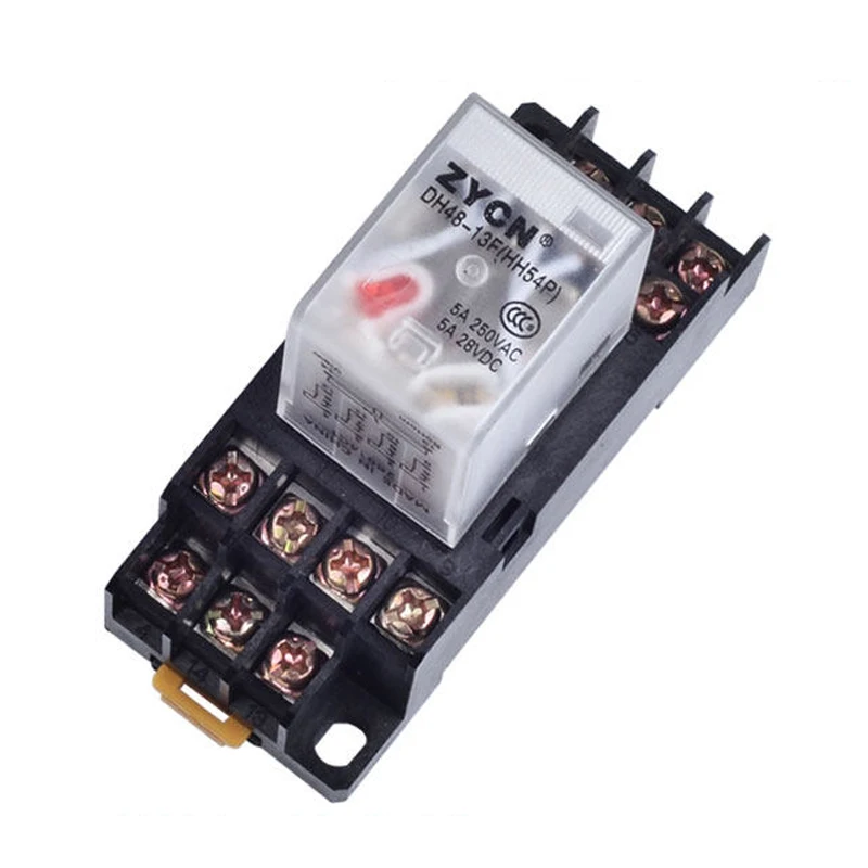 

HH54P For MY2NJ Model DPDT 220V 24V 12V Coil 14 Pin DIN Rail Power Relay With Base