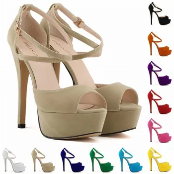 

Women shoes 2019 new spring summer sandals Flock 14CM Thin Heels Fish mouth Women's Sandals Beige Black red size 35-42