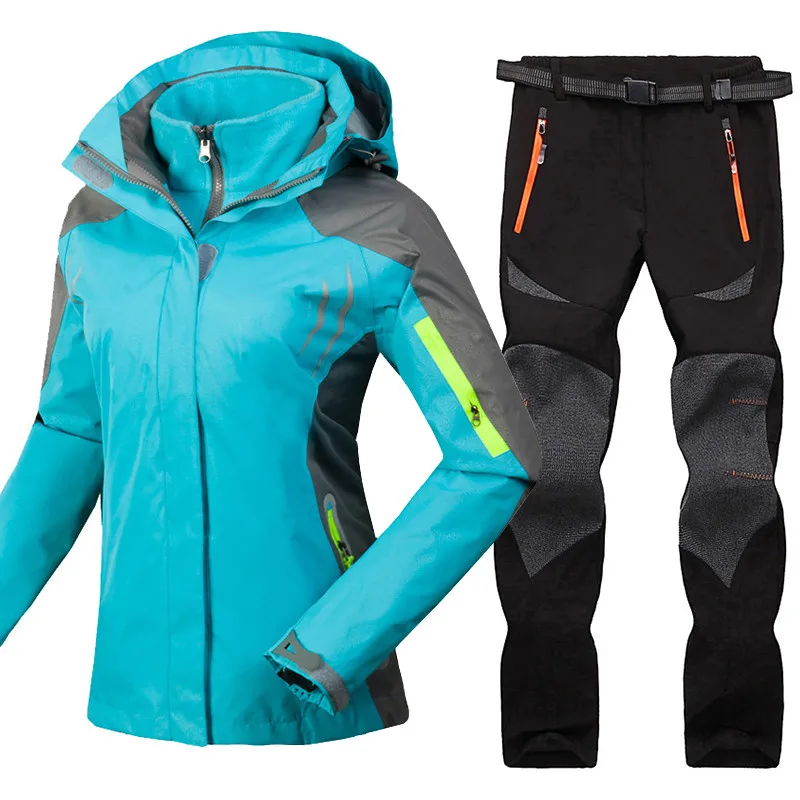 

Mountain Skiing Suit for Women Winter Waterproof Windroof Breathable Ski Jackets + Pants Outdoor Snowboard Clothing Set Big Size